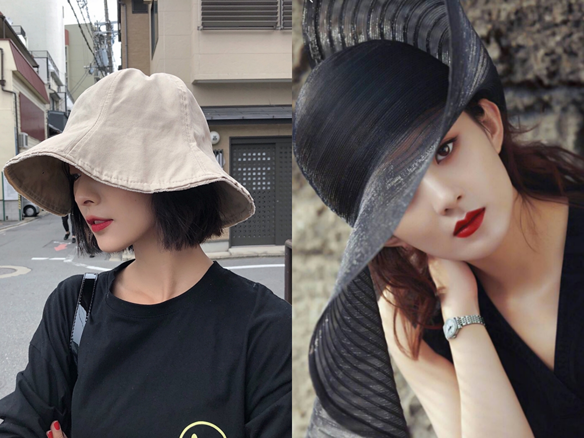 帽子女款脸大显脸小薄款,头大脸大怎样戴帽子好看