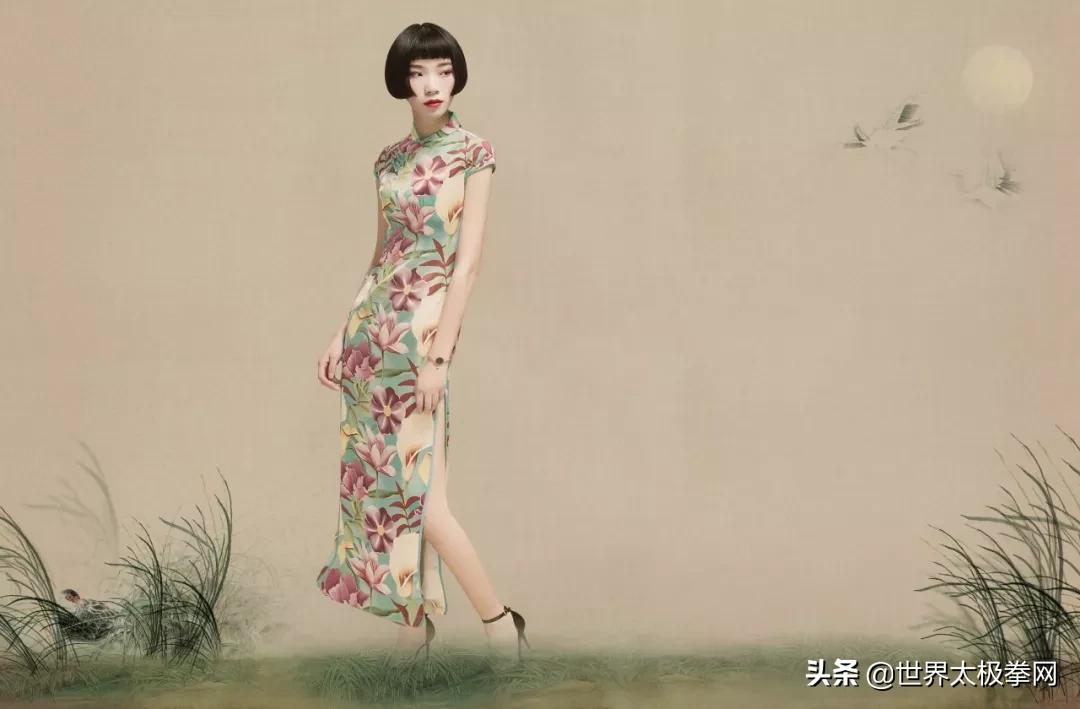 古韵中华高档女士太极表演服,太极精神旗袍