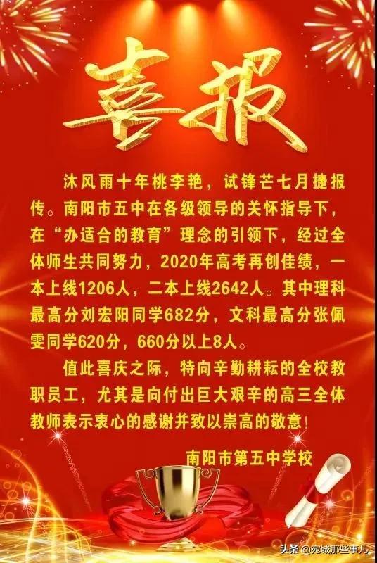 南阳高考排名前十名,南阳高中高考成绩排名一览表