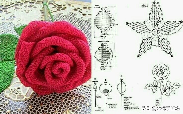 七种玫瑰花的钩编步骤,浪漫永不凋零的玫瑰花折纸