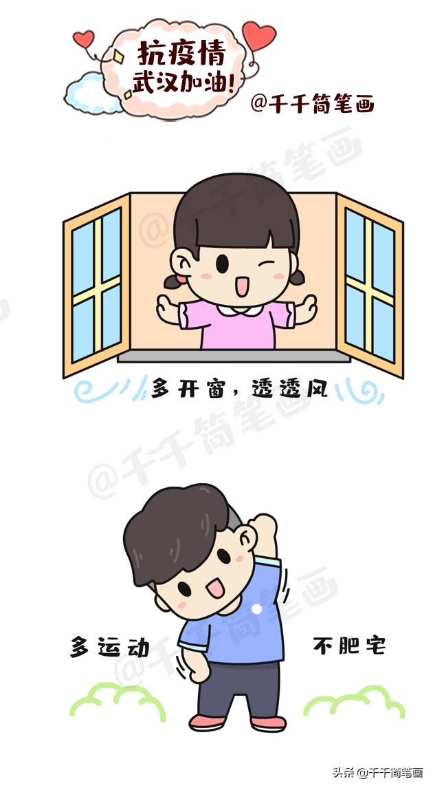 简笔画冠状病毒儿童画,抗击新型冠状病毒手绘画儿童黑白