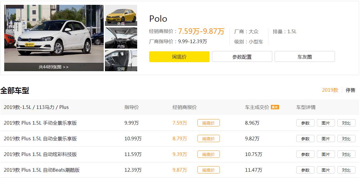 大众polo女生版新车多少钱,大众polo最新款最高配