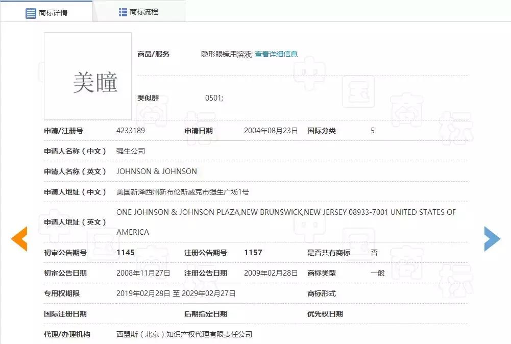 强生哪一年注册美瞳商标 (美瞳注册商标属于哪个类别)