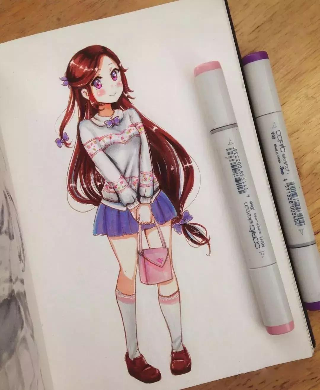 可爱动漫人物手绘马克笔,马克笔好看的动漫人物