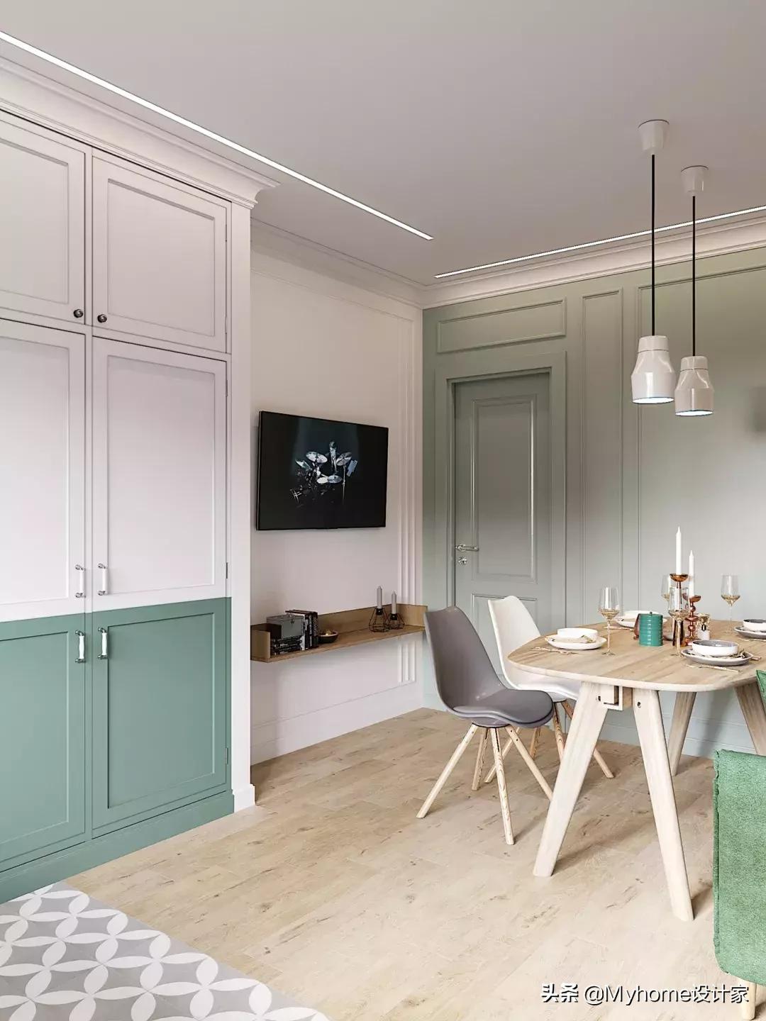 微甜低盐北欧风见过否？81m²绿抹茶色公寓，给你疗愈好心情！