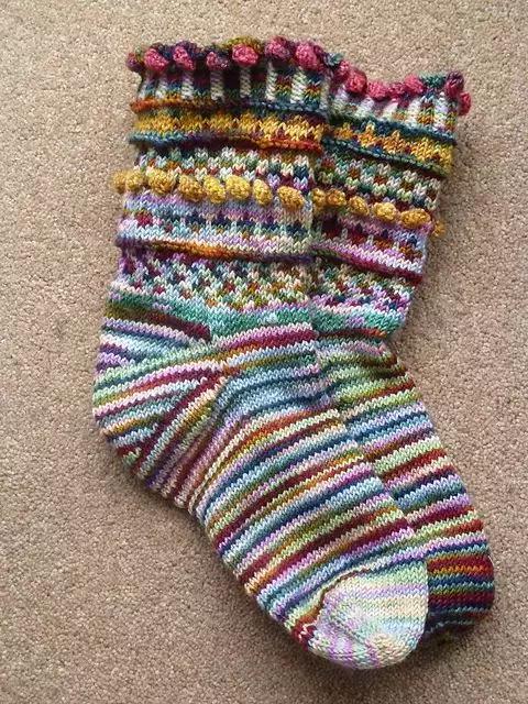 好看毛线袜棒针编织,简单厚实的毛线袜花样