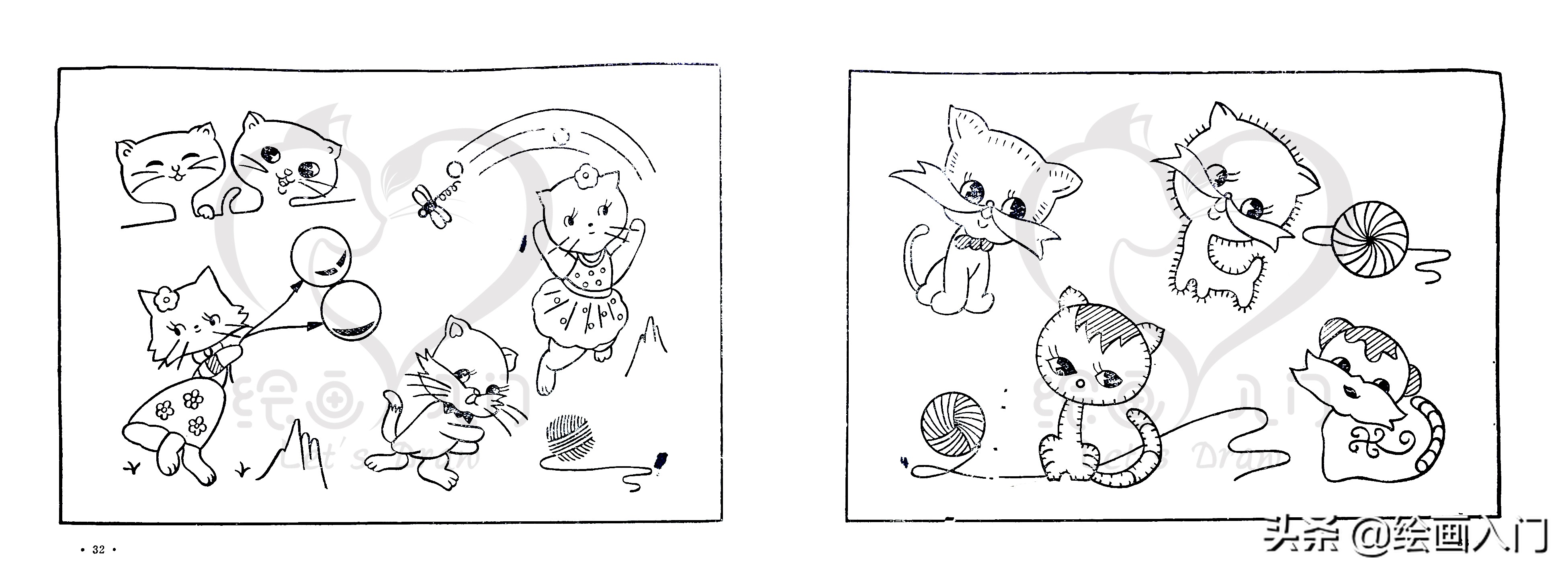 简笔画分享图片,简笔画刺绣可爱小图案