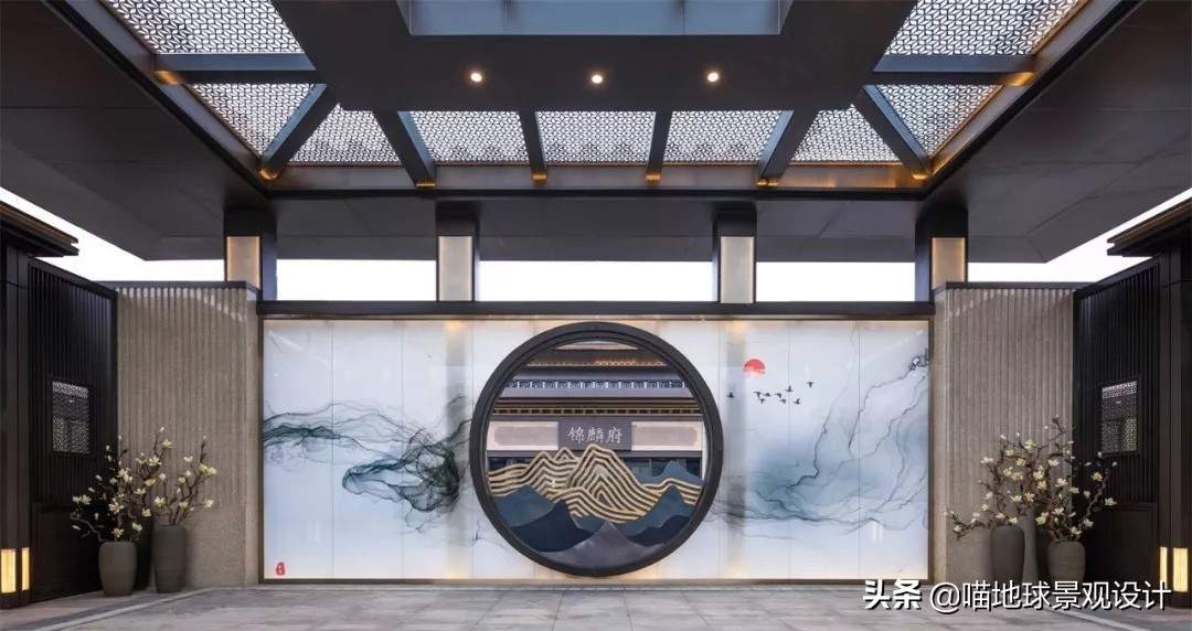 景墙圆形造型价格,简洁欧式庭院景观墙设计