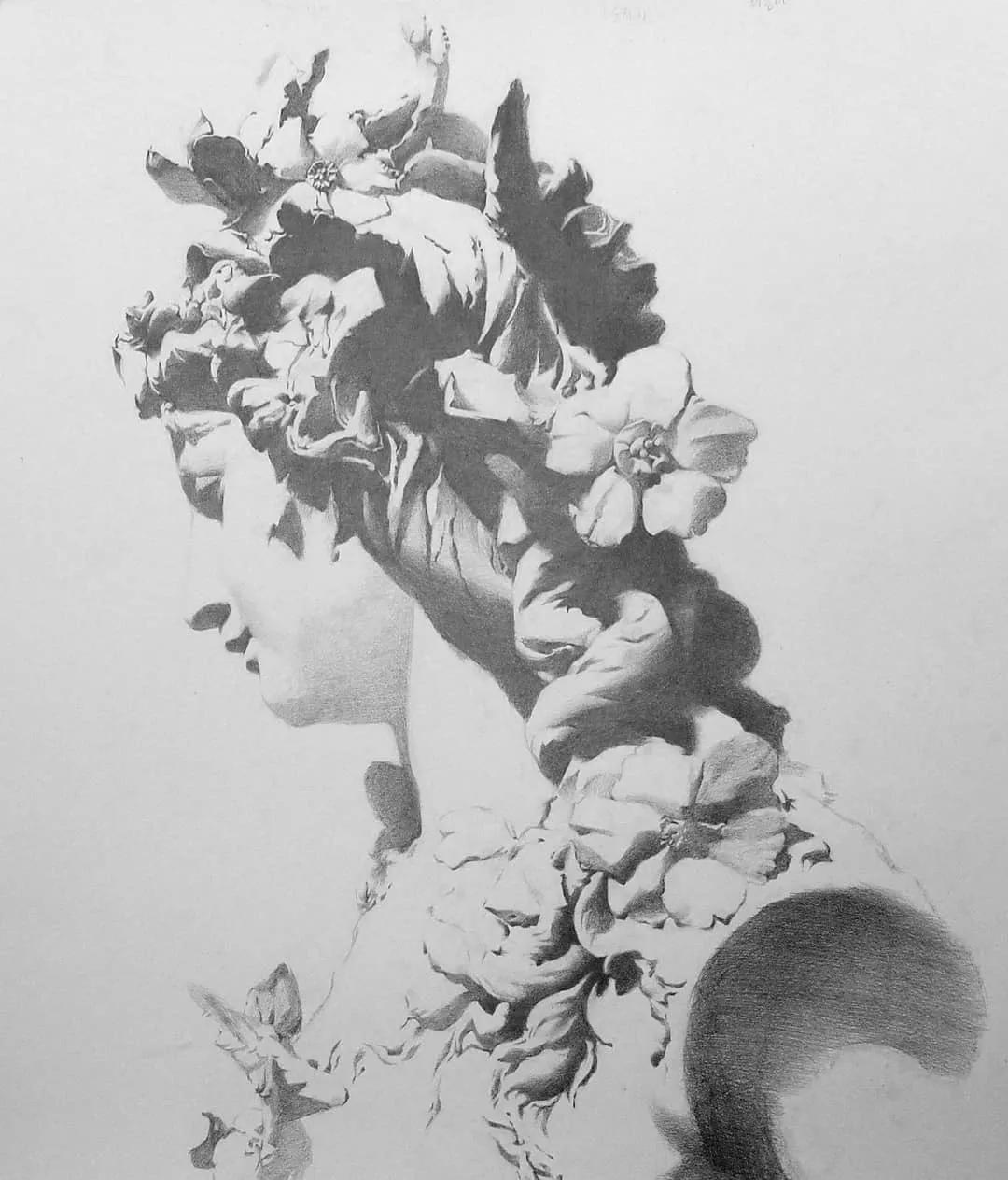 一眼惊艳的素描画,一眼望不到尽头的路素描画