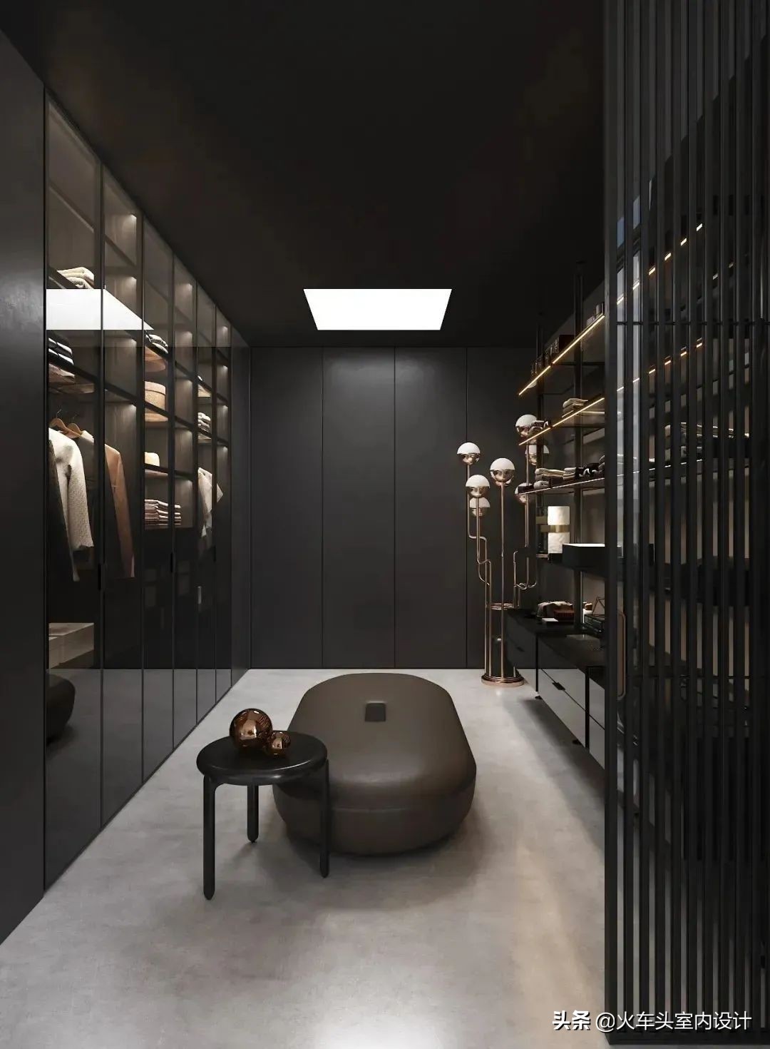 走入式衣帽间设计效果图轻奢风,轻奢简约大气衣帽间