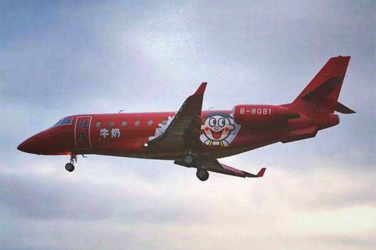 旺仔是要给太空运牛奶吗？这谜一般的红色飞机……飞机里都装了啥