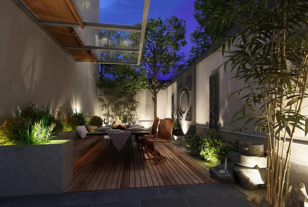 日式庭院景观设计3d图,日系庭院设计建模