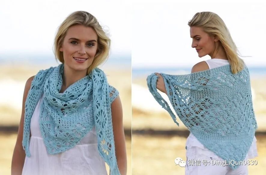 钩针钩贵夫人披肩最新花样图解,钩针夏河颜半圆形披肩图解