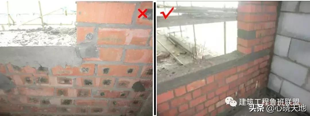 工程实例存在问题及原因分析,砌筑工程质量控制要点对比图
