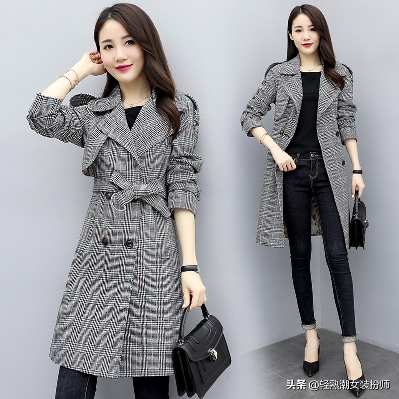2022新款百搭显瘦格子大衣,新款格子大衣时髦又洋气