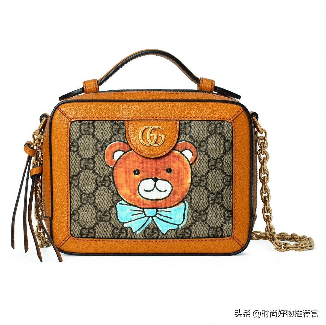 gucci泰迪熊印花连衣裙 (gucci粉色卫衣泰迪熊)