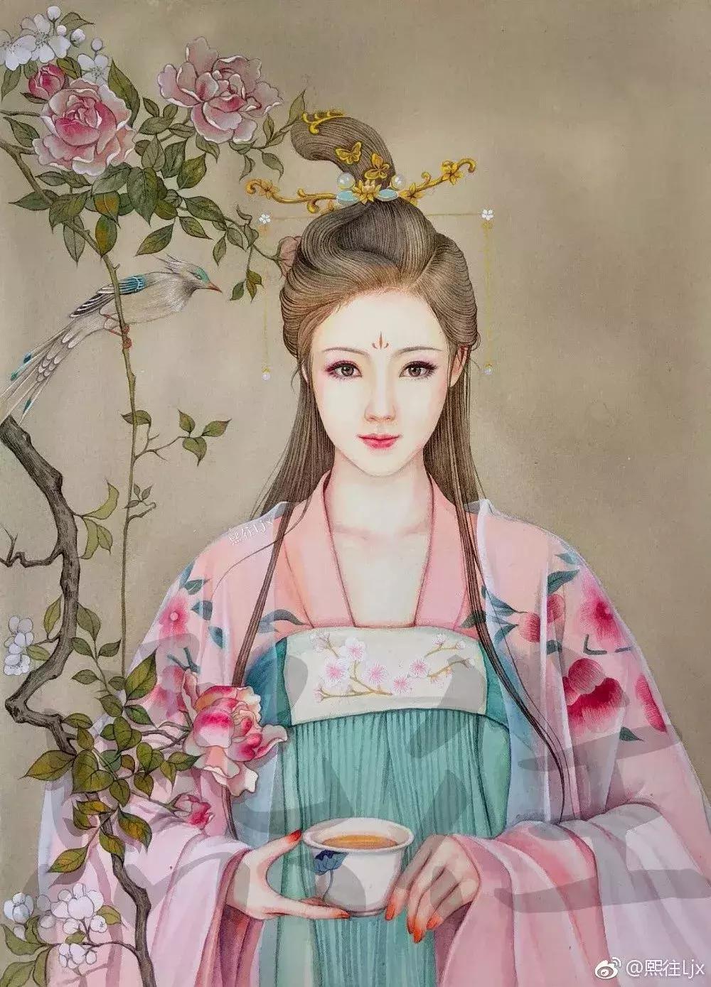 古风绘画线描,100张绝美古风女线描手绘