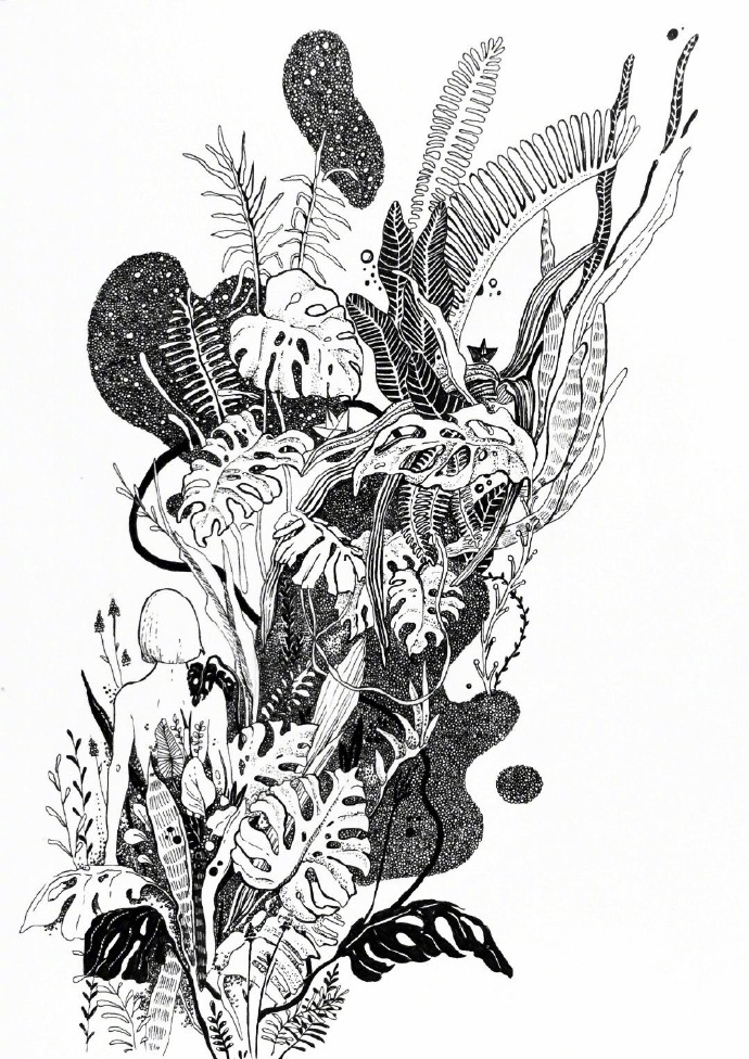 插画手绘房子黑白,手绘黑白插画作品