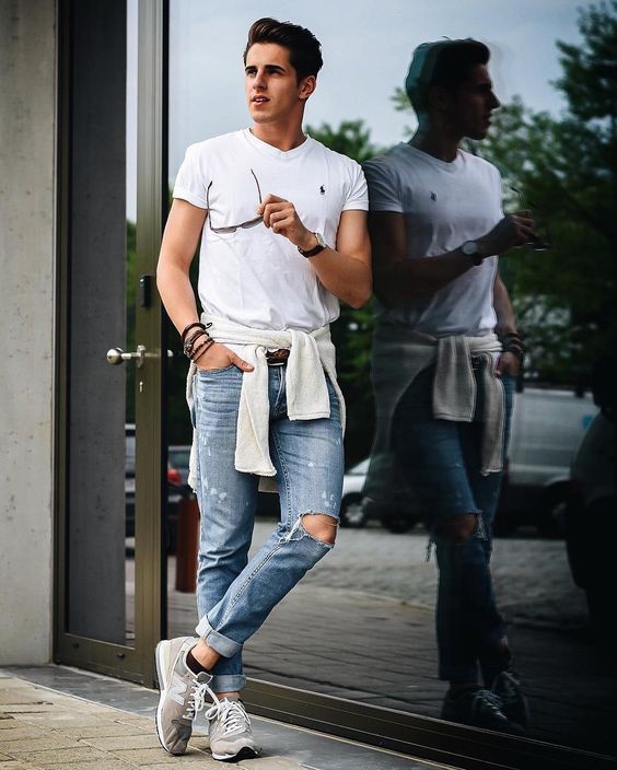 牛仔裤大t怎么穿出来好看,牛仔裤白t穿法