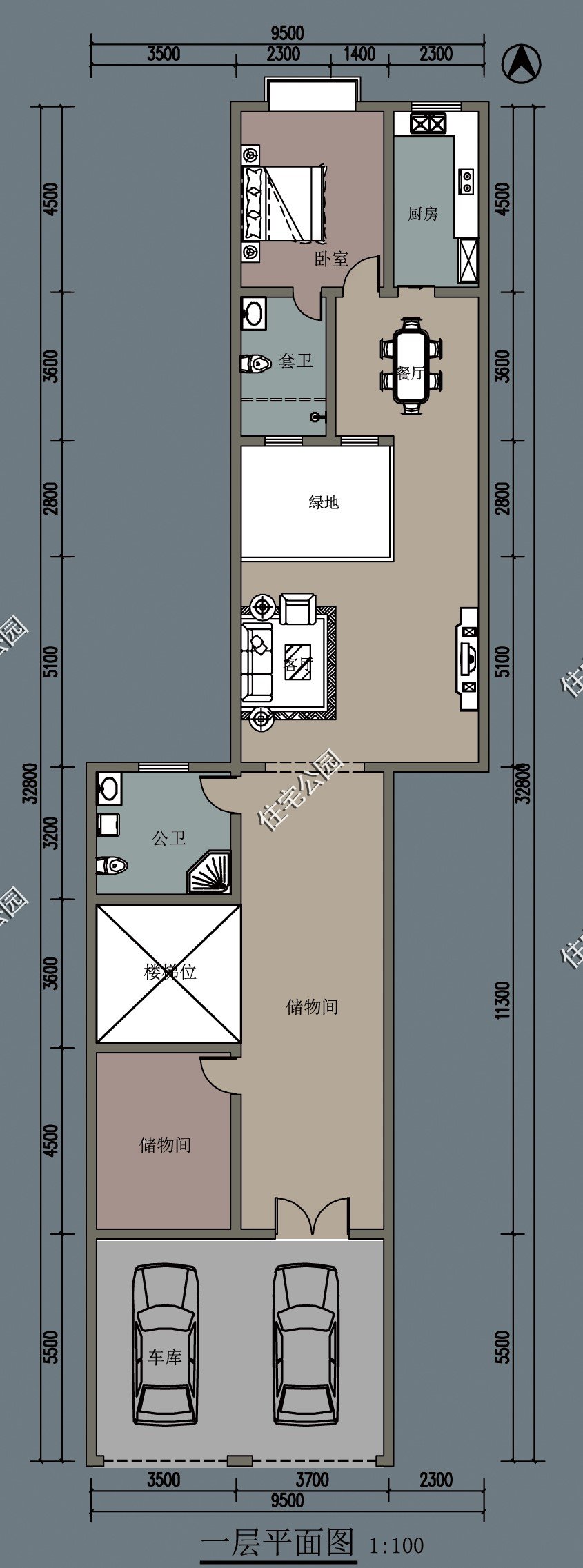 9X32米狭长宅地东西有邻，如何改造加建一层变二层？这样设计如何