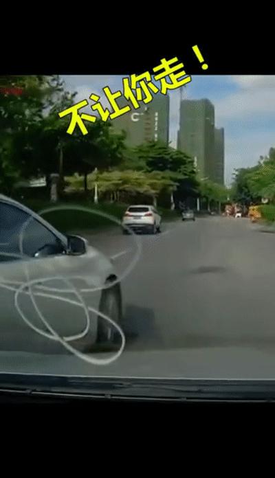 男子逼停威胁后车,被前车恶意逼停解气视频