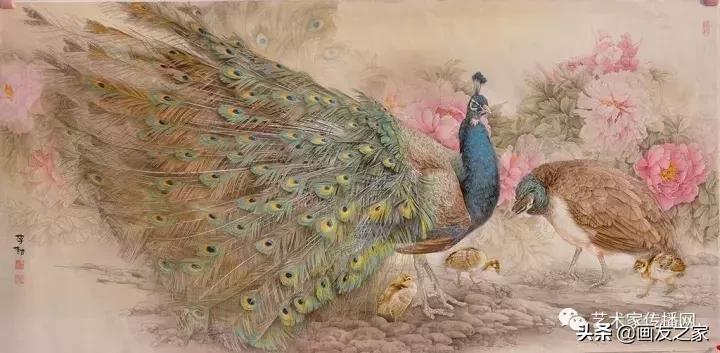 工笔孔雀上色步骤详解,工笔最顶级逼真孔雀画精品