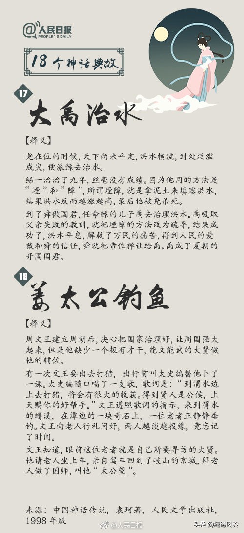 中国传统文化中的30篇经典神话,人民日报70个古诗词典故