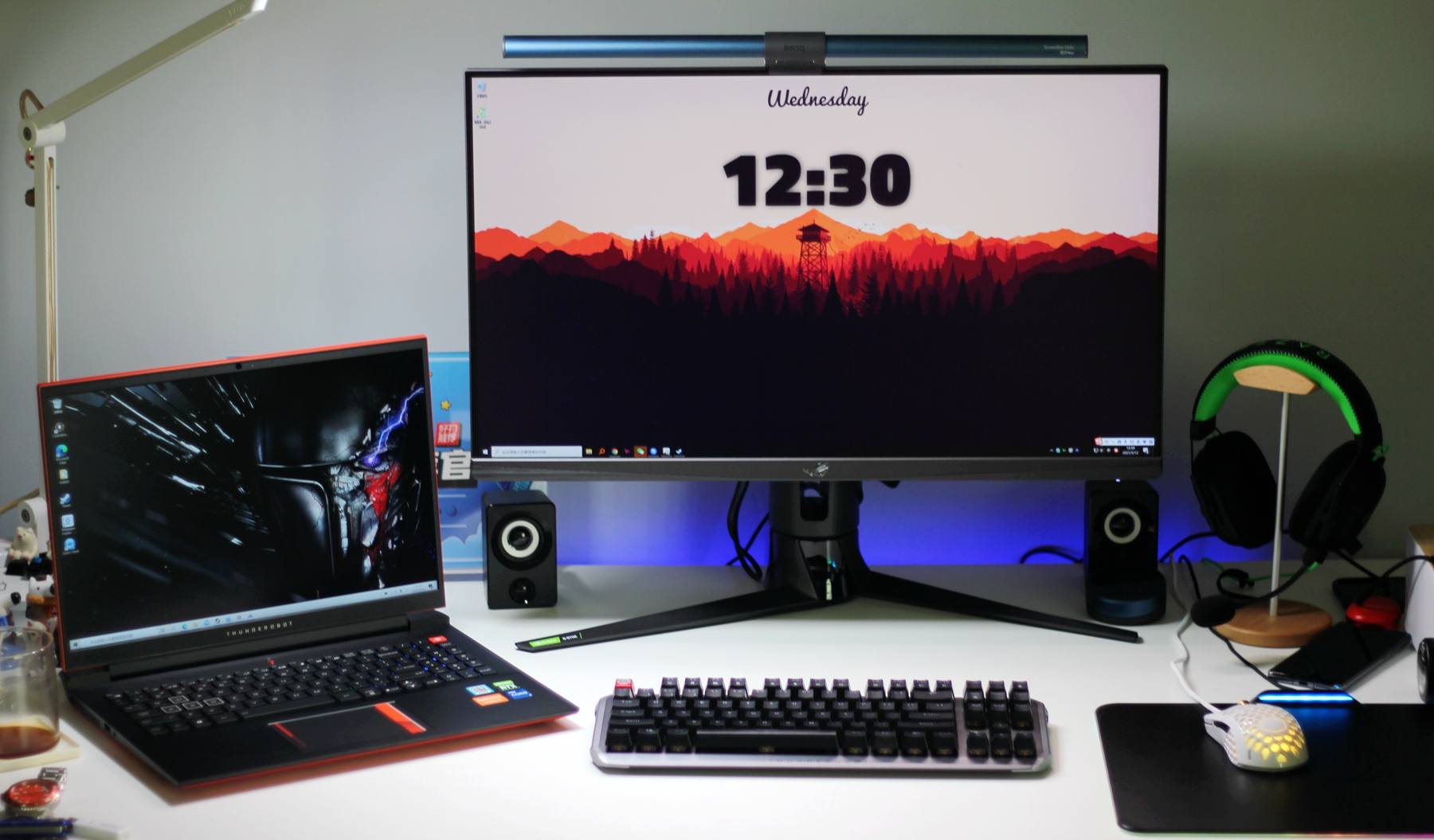 雷神玄龙机械键盘kl5087体验,多功能双头灯二合一复合灯