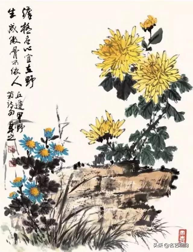 写意菊花小品国画大全,国画写意菊花和螃蟹