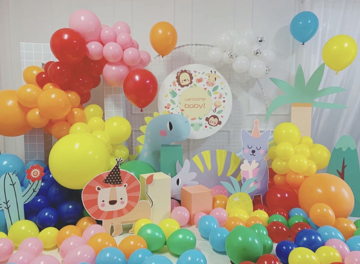 宝宝生日宴气球布置图片,周岁宝宝生日气球派对主题布置