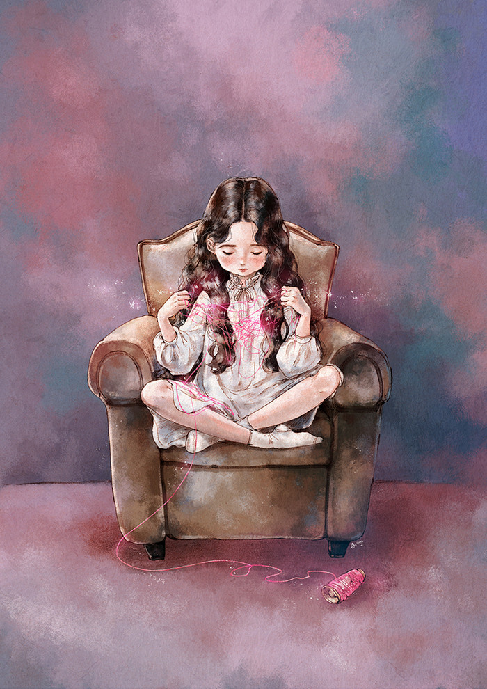 韩国插画师森林女孩日记图文,水彩插画森林女孩日记