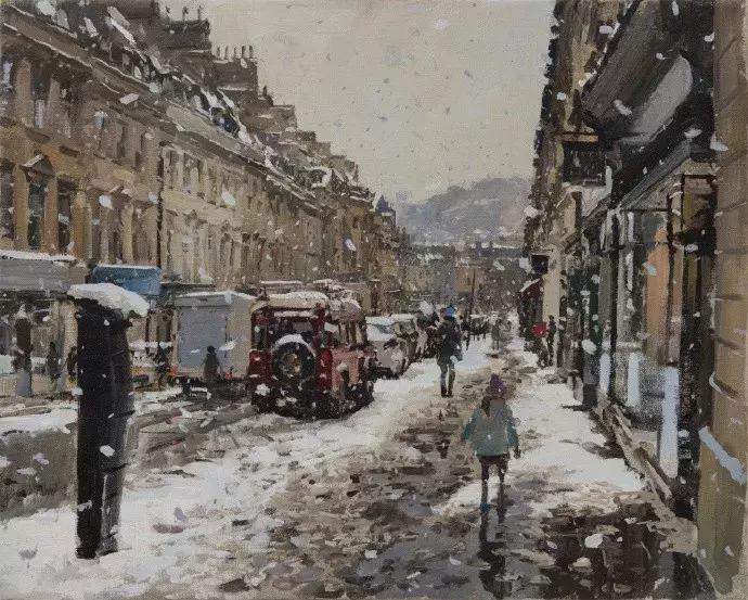 欧洲油画秋日街景,peterbrown油画从哪里买