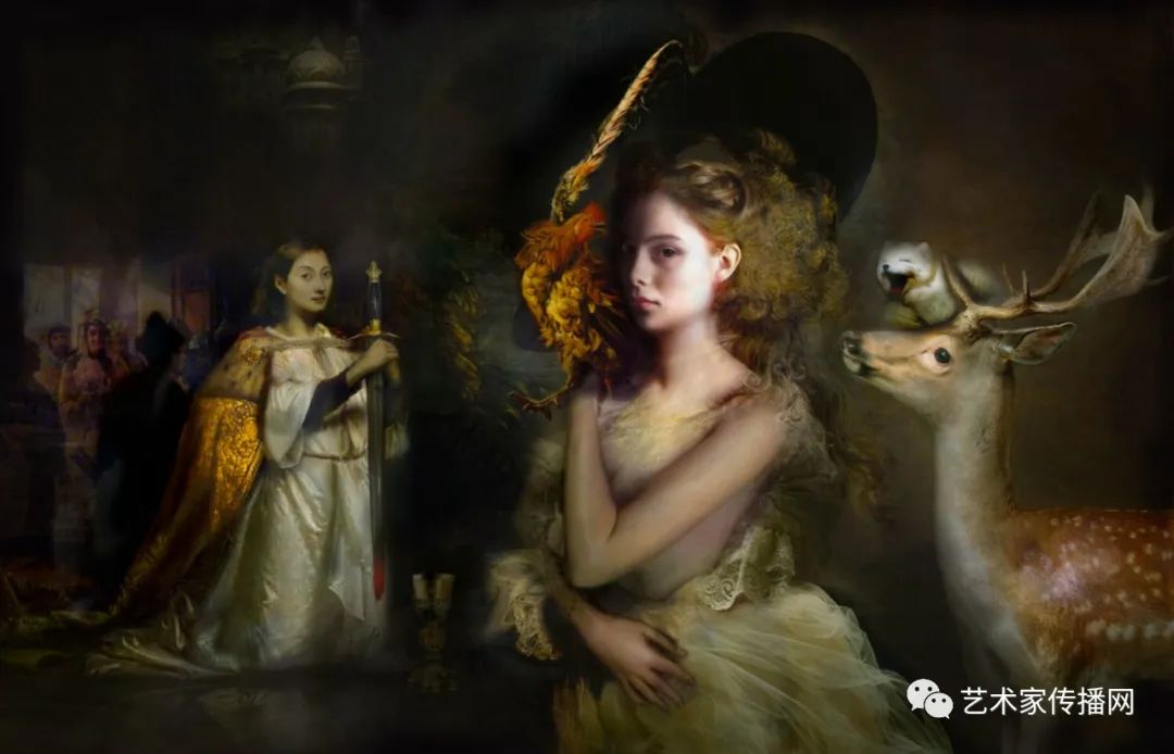 梦幻油画少女唯美图片,梦幻少女绘画图片