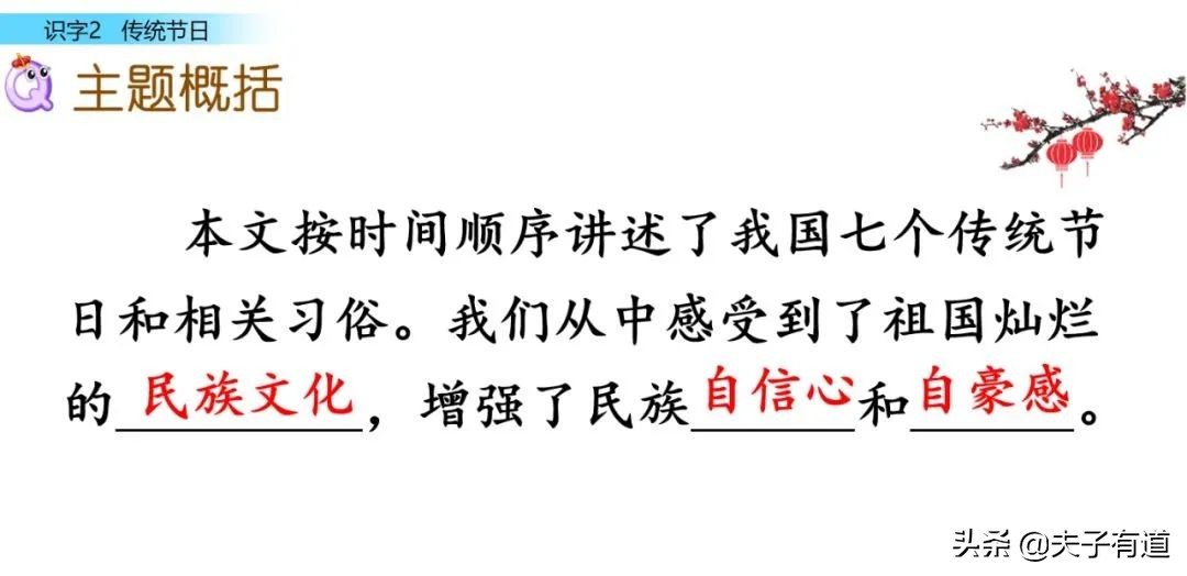 二年级语文下册传统节日动画课文,二年级下册语文传统节日同步练习