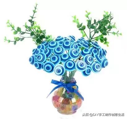 纽扣旧物改造篮子,旧物改造牛仔布做钥匙扣