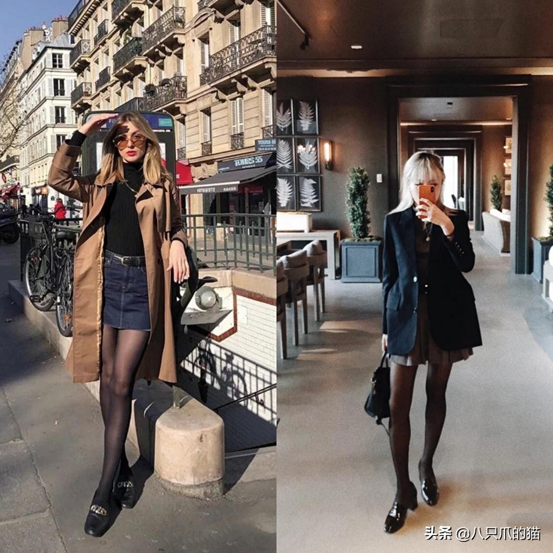 法式复古黑白鞋穿搭,复古英伦风深口米白色单鞋穿搭