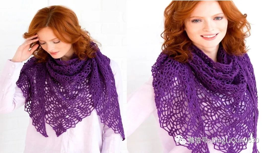 钩针钩贵夫人披肩最新花样图解,钩针夏河颜半圆形披肩图解