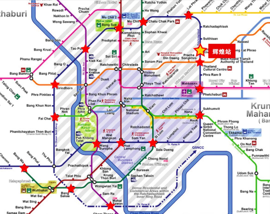 曼谷轻轨交汇,四条地铁线交汇