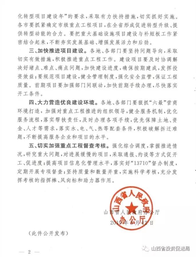 重磅！山西省政府公布2019年265项重点工程全名单……