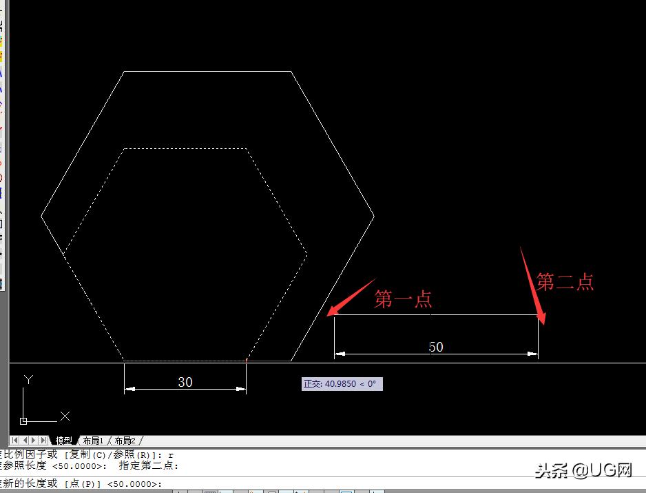 cad缩放命令怎么把图纸放图框里,cad中怎么使用缩放命令缩放六边形