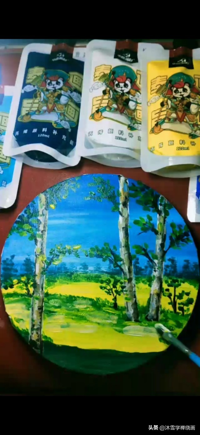 超简单日出的丙烯画教程,简单初学丙烯画夕阳倒影