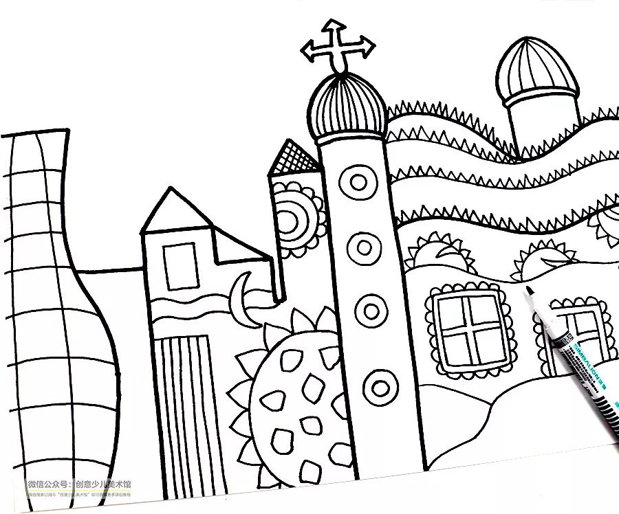 巴洛克风格城堡儿童画,沙漠城堡简笔画儿童画