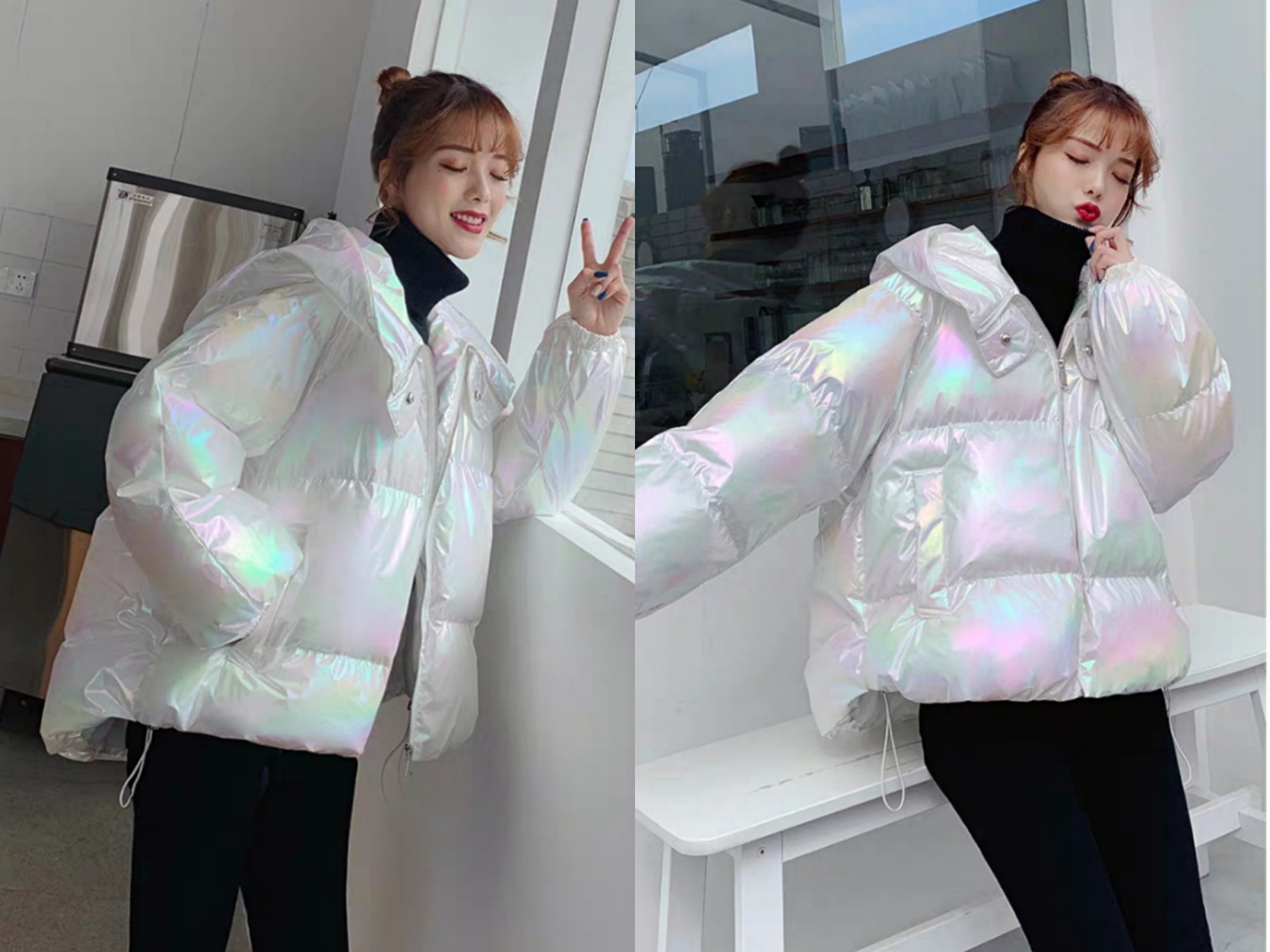 最火白色羽绒服洋气减龄款,洋气潮流时尚红色羽绒服