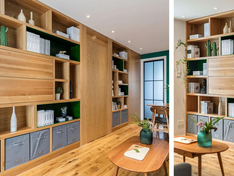 客厅做书柜有隐形门轻奢风,客厅书柜隐形门效果图