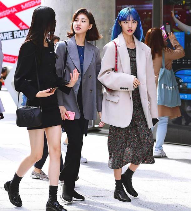 韩国小姐姐格子外套穿搭,韩国女童春装