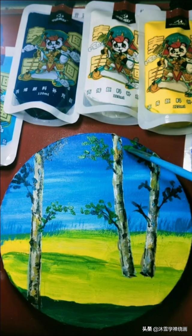 超简单日出的丙烯画教程,简单初学丙烯画夕阳倒影