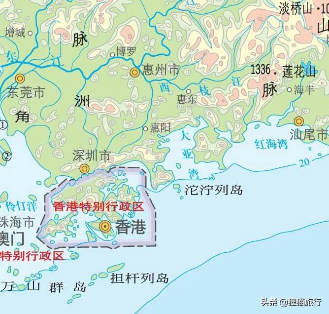 南海沿岸的潮州、揭阳、惠州,主城区都不在海边