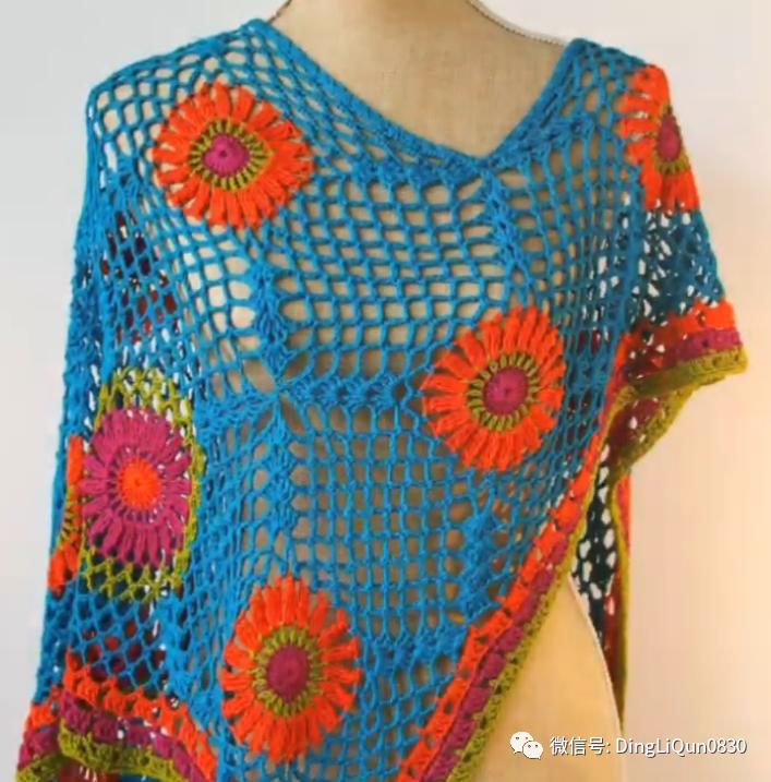 针织披肩作品,披肩花式围巾编织教程