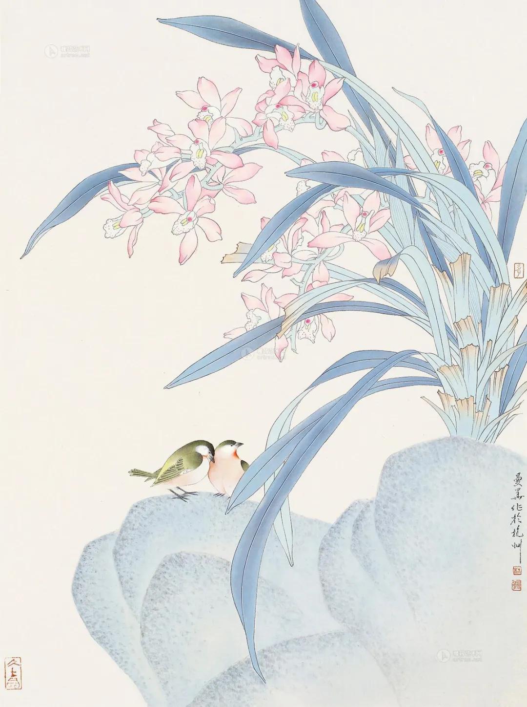 杜曼华美人蕉工笔画,淡雅空灵杜曼华工笔花鸟作品40幅