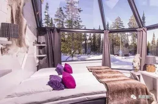 芬兰极光玻璃屋高清大图,芬兰玻璃屋极光横屏